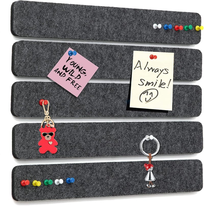 Arlasuo Felt Pin Board Bar Strips Bulletin Board for Bedrooms Offices Home Wall Decoration, Notice Board Self Adhesive Cork Board with 35 Push Pins for Paste Notes, Photos, Schedules - Image 1